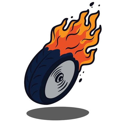 Premium Vector A Black And White Drawing Of A Wheel With A Flame And