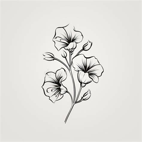 Minimalistic Nasturtium Sketch Drawing: Trendy Tattoo Design Stock ...