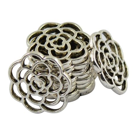 50 Stücke Antik Tibet Silber Legierung Hohl Rose Blume Charms Stecker