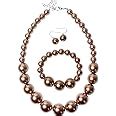 Amazon Kosmos Li Women S Large Big Simulated Brown Pearl Statement