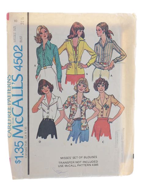 1970 S Retro Sewing Pattern 70s McCalls Pattern No 4502 Womens Set