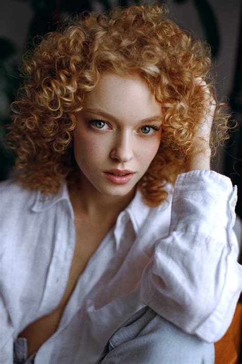 Evgeniy Potanin Women Redhead Curly Hair Looking At Viewer Portrait