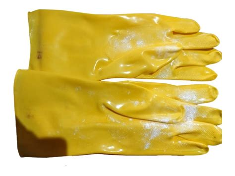 Plain Yellow Pvc Hand Gloves Inches Finger Type Full Fingered At