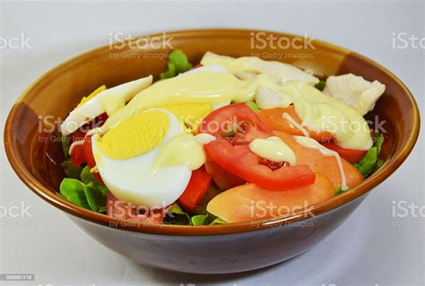 Boiled Egg Salad Dressing Mayonnaise In Bowl Stock Photo - Download ...