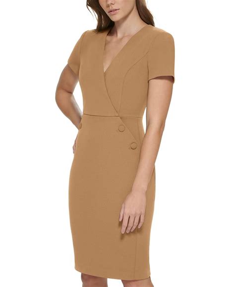 Calvin Klein Button Trim Sheath Dress And Reviews Dresses Women Macys