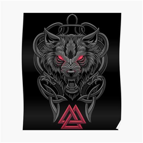 Fenrir Wolf Viking Symbol Valknut Poster For Sale By Anziehend