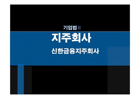 금융지주회사 분석 경제경영