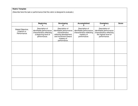 Editable Rubric Templates Word Format Template Lab Free