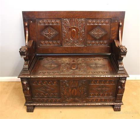 Antique Oak Monks Bench Hall Seat Settle Antiques Atlas