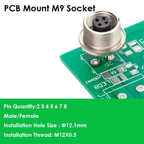 Back Mount Pcb M Socket Back Mount Receptacle Pole Pole Pole