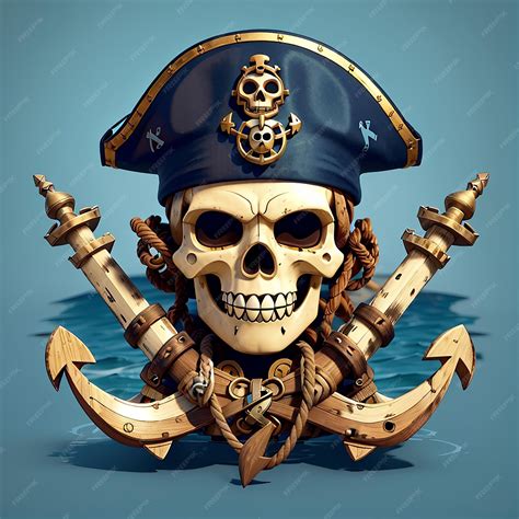 Premium Photo Pirate Skull With Anchor Cartoon Vector Icon