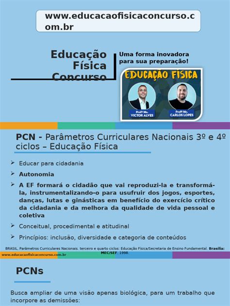 PCNs para Leitura | PDF | Educação Física | Física
