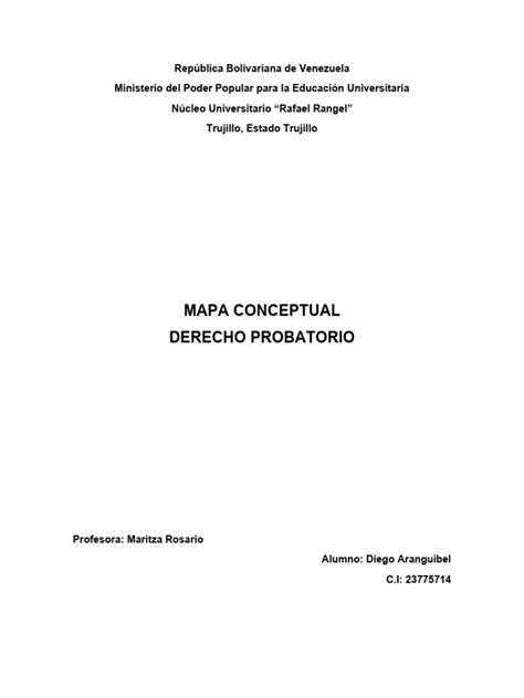 Mapa Conceptual Derecho Probatorio Pdf Evidencia Ley Ley Procesal