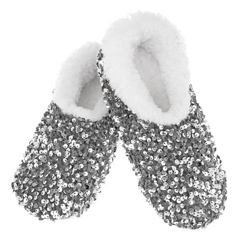 Snoozies Sequins Sparkly Fleece Slippers Warm Cosy Non Slip Etsy Uk