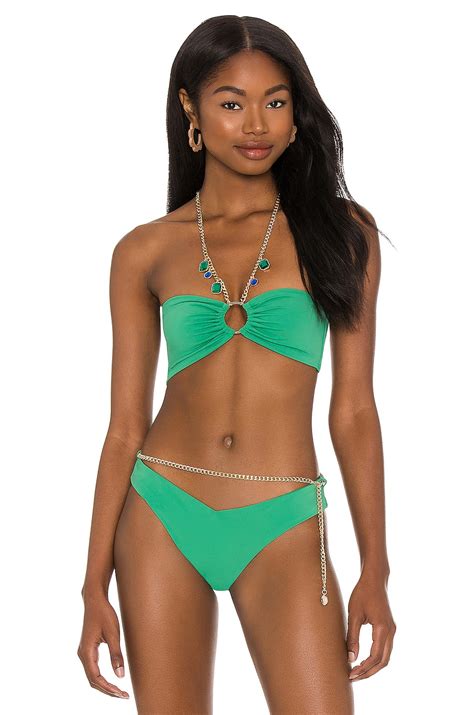 Weworewhat Necklace Bandeau Bikini Top In Emerald Revolve