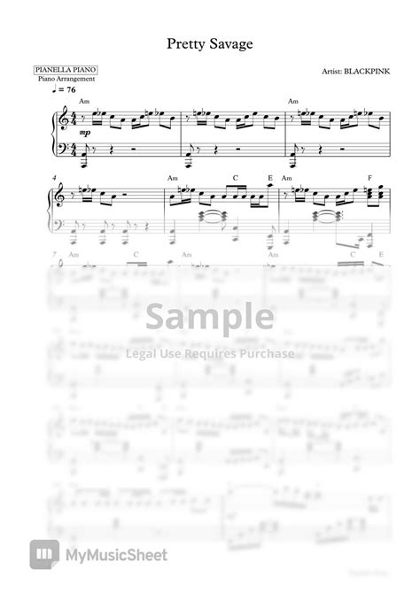 Blackpink Pretty Savage Piano Sheet Sheets By Pianella Piano