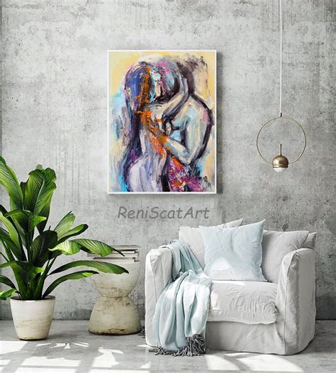 Couple Love Romantic Drawing Figure Body Painting Nude Sensual