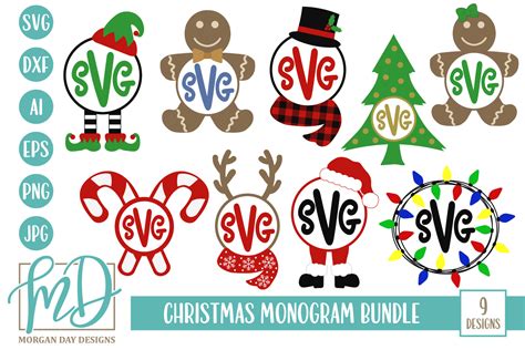 Christmas Monogram Svg Bundle By Morgan Day Designs Thehungryjpeg