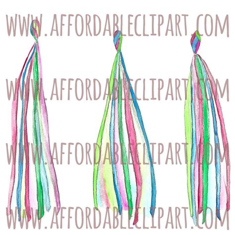 Multicolor Pastel Rainbow Tassels Clipart Bundle Custom Etsy