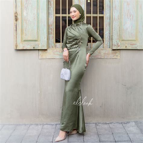 Jual Kharisma Dress Ready Stok Satin Silk Dress Outfit Kondangan