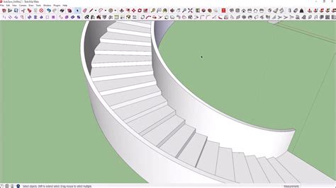 17 How To Draw A Curved Stair With Curved Wall In Sketchup YouTube