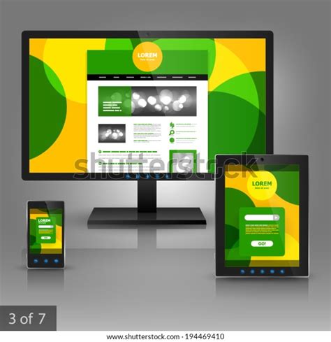 Yellow Application Template Design Gadgets Green Stock Vector (Royalty ...