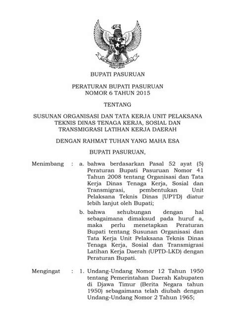 PDF BUPATI PASURUAN SUSUNAN ORGANISASI DAN TATA SUSUNAN