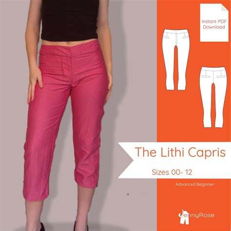 womens capri pants sewing pattern etsy