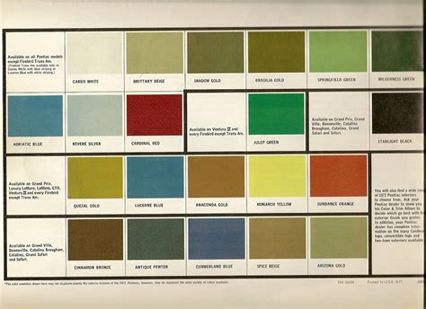 72 Pontiac Paint Colors Pontiac Colors For 1972 Included Flickr