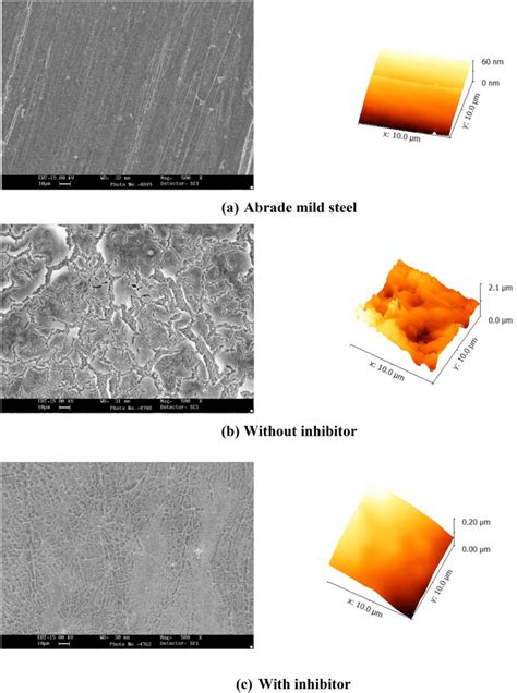 Afm And Sem Micrographs Of The Surface Of Mild Steel After H