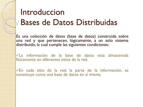 Ppt Introduccion Bases De Datos Distribuidas Powerpoint Presentation