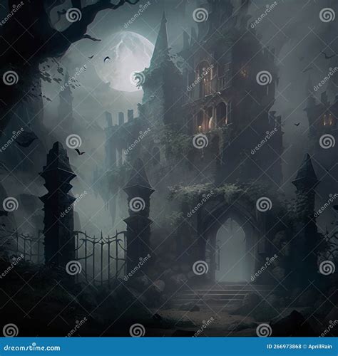 The Surroundings Of A Gloomy Gothic Castle Royalty Free Illustration