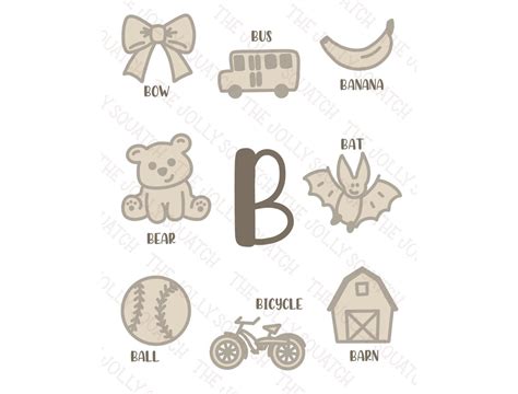 INSTANT DOWNLOAD Nursery Alphabet Letters and Pictures the Letter B - Etsy