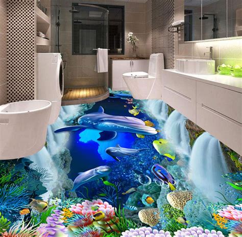 Amazon Murals D Floor Mural Wallpaper Waterfall Underwater World