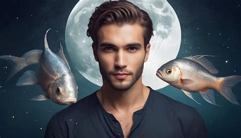 Premium Photo Zodiac Sign Pisces Handsome Man Fishes Universe Background