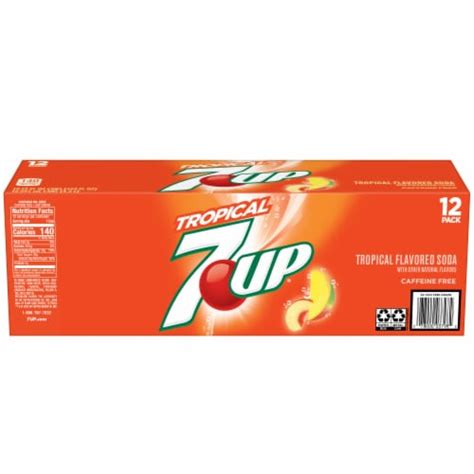 7UP Tropical Caffeine Free Lemon Lime Mango Peach Soda Cans 12 Pk 12