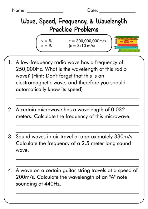 Wavelength And Frequency Worksheets