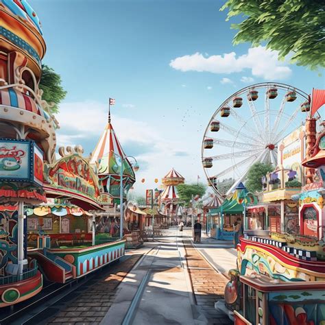premium ai image  amusement park   rides  snack bars
