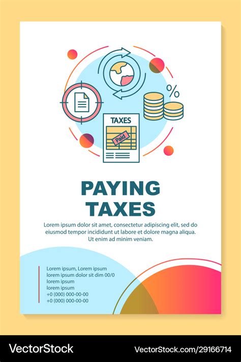 Paying Taxes Poster Template Layout Revenue Vector Image