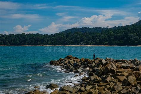 Calm Beach Scenery at Teluk Kalong, Terengganu, Malaysia. Stock Photo ...
