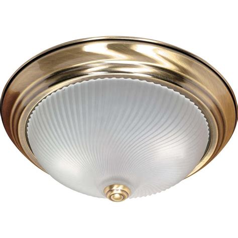 Shop 2 In W Antique Brass Flush Mount Light At