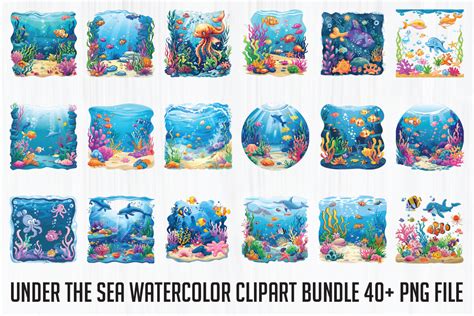 Under The Sea Watercolor Clipart Bundle Graphic By MockupsHouse