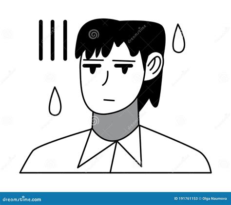 Manga Calm Man Character Face Drawing with Drops Around Stock Vector ...