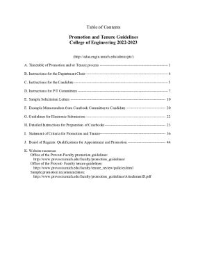 Fillable Online Adaa Engin Umich Table Of Contents Promotion And Tenure