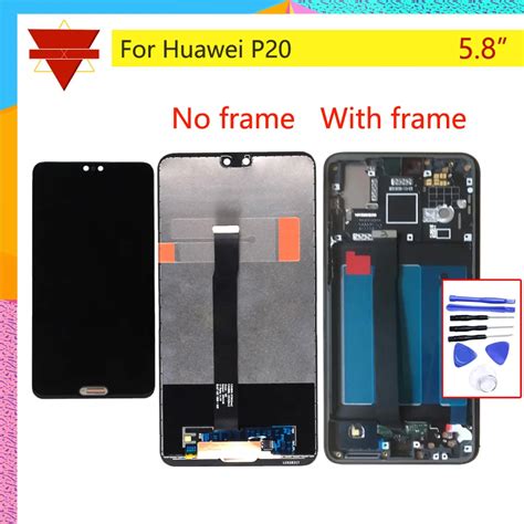 Original 5 8 For Huawei P20 Lcd Display Touch Screen Digitizer Lcd With Frame P20 Lcd Screen