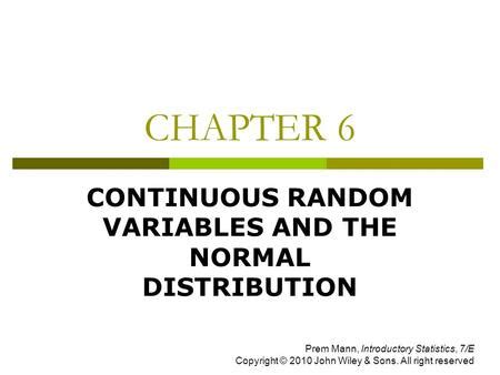 Chapter Continuous Random Variables And Probability Distributions