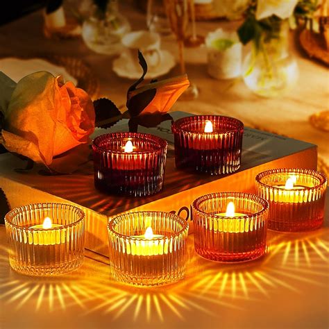 Tricolor Tea Lights Candle Holder Set Of 12 Clear Brown Amber Glass Tealight Candle Holders