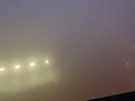 The fog is so thick you can't even see the ground in front of you. It's