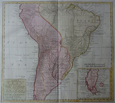 South America, Brazil, Chile, Peru, Paraguay; Isaak Tirion - map of the Viceroyalty of Peru ...