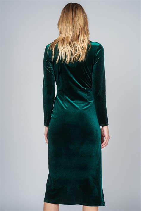 Green Velvet Wrap Party Dress